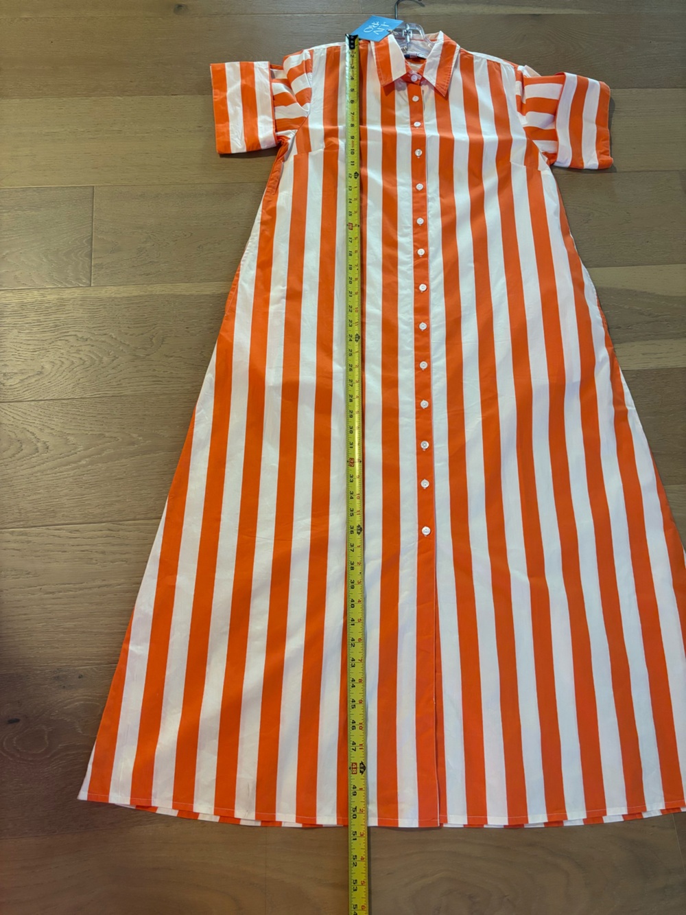 LIVRO Gibbons Dress Small Sunny Stripes NWT Orange Maxi Shirt Dress Pockets - Picture 13 of 13